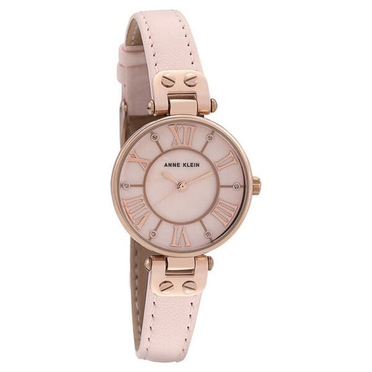 Anne Klein Quartz Analog Mother of Pearl Dial Leather Strap Watch for Women