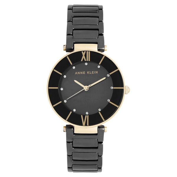 Anne Klein Quartz Analog Black Dial Ceramic Strap Watch for Women