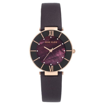 Anne Klein Quartz Analog Purple Dial Leather Strap Watch for Women