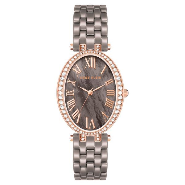 Anne Klein Quartz Analog Brown Dial Brown & Rose Gold Ceramic Strap Watch For Women