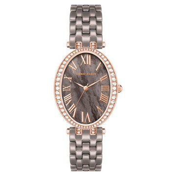 Anne Klein Quartz Analog Brown Dial Brown & Rose Gold Ceramic Strap Watch For Women