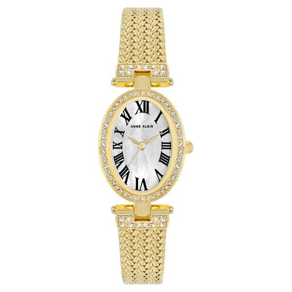 Anne Klein Quartz Analog White Dial Golden Metal Strap Watch For Women