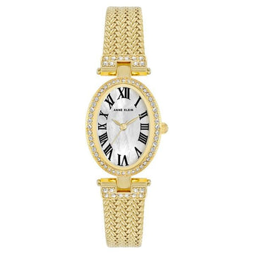 Anne Klein Quartz Analog White Dial Golden Metal Strap Watch For Women