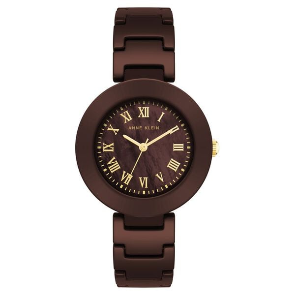 Anne Klein Quartz Analog Brown Dial Ceramic Strap Watch for Women