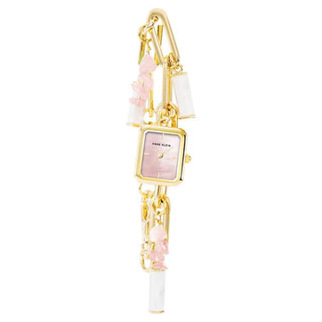 Anne Klein Watch Studded with Rose quartz Gemstone Bracelet, Pink Dial for Women AK4108RQCHW