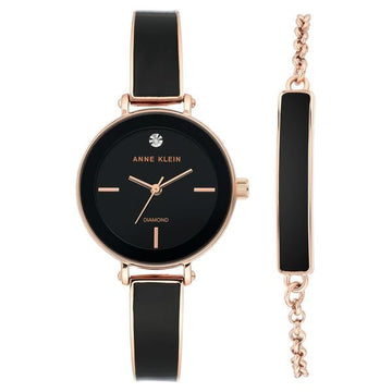 Anne Klein Quartz Analog Black Dial Two Toned Metal Strap Watch For Women
