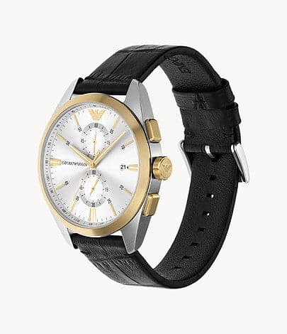 Emporio Armani Chronograph Black Leather Watch AR11498I - Kamal Watch Company