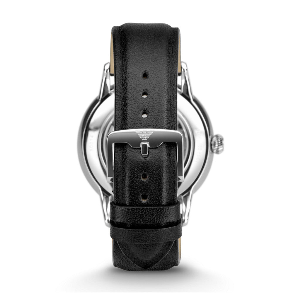 Emporio Armani Swiss Automatic Black Leather Watch ARS5100