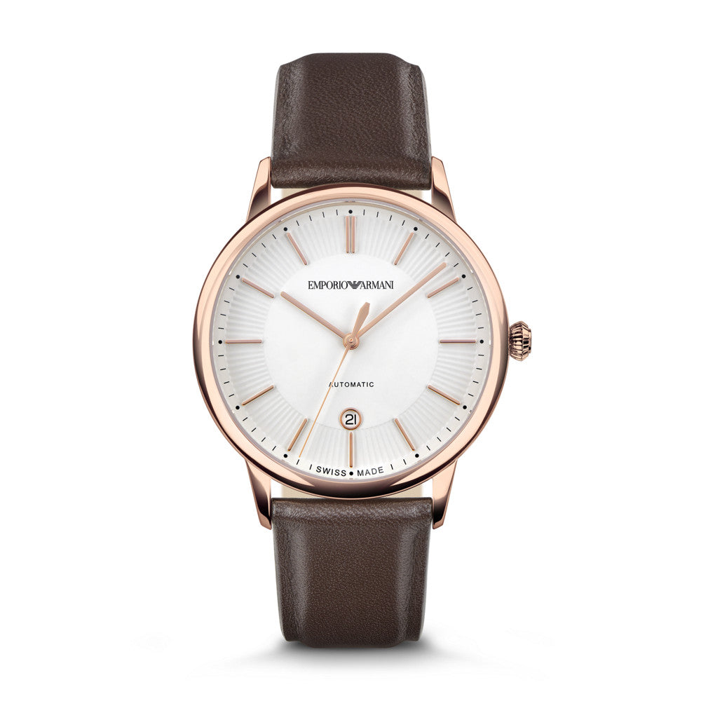 Emporio Armani Swiss Automatic Brown Leather Watch ARS5102