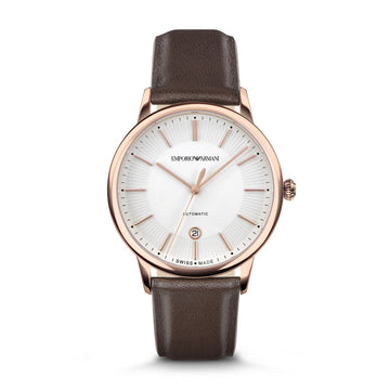 Emporio Armani Swiss Automatic Brown Leather Watch ARS5102