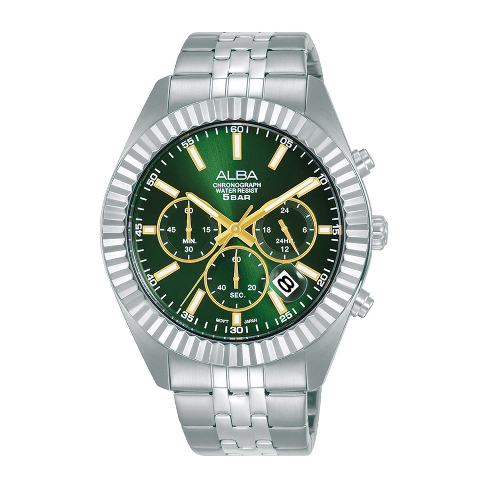 ALBA Men's Hand Watch PRESTIGE Stainless Band, Green Dial AT3H15X1 - Kamal Watch Company