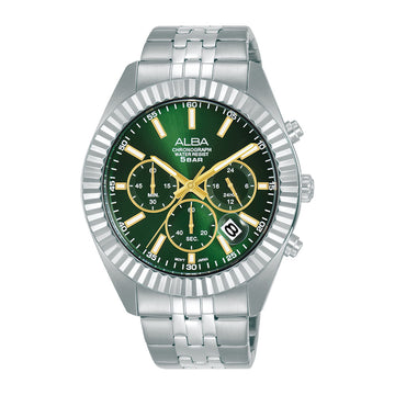 ALBA Men's Hand Watch PRESTIGE Stainless Band, Green Dial AT3H15X1 - Kamal Watch Company