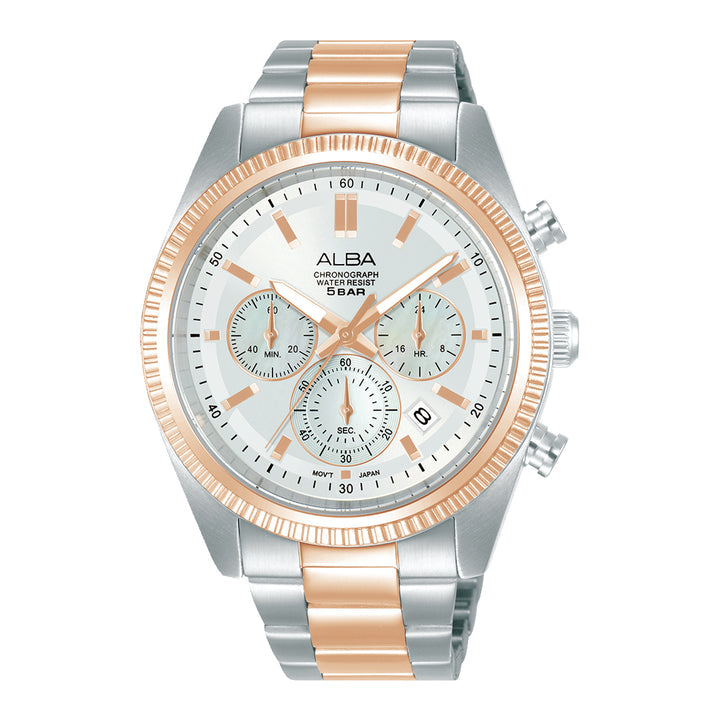 AT3K14X1 Silver-Gold Case Chronograph Watch