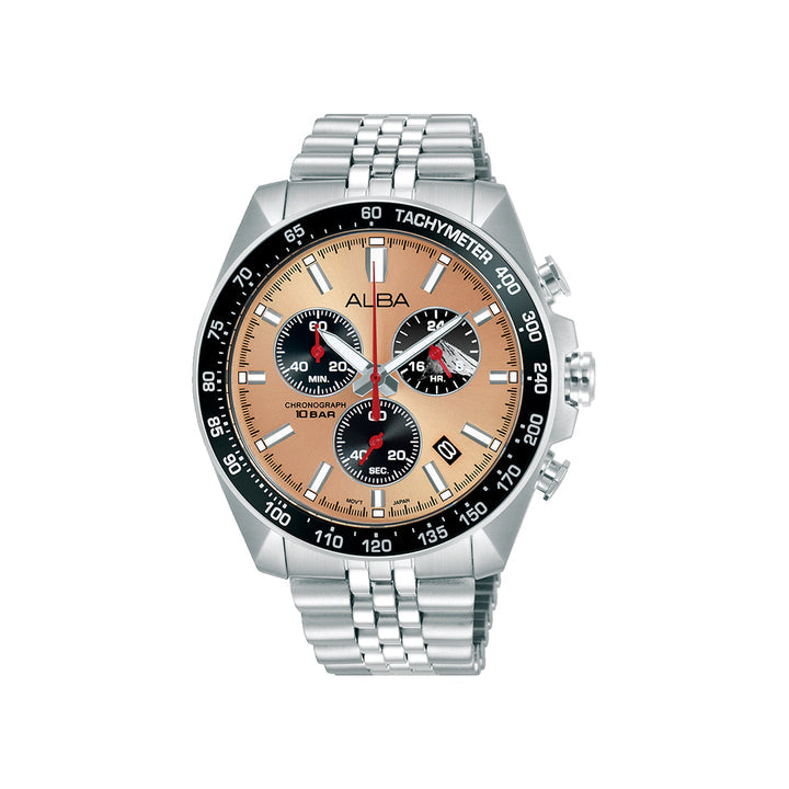 ALBA AX7023X1 Sunburst Copper Dial Chronograph Watch