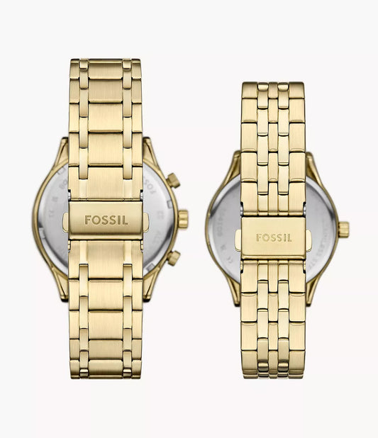 FOSSIL Fenmore Multifunction Gold-Tone Stainless Steel Watch Set BQ2899SET