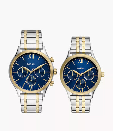 FOSSIL Fenmore Multifunction Two-Tone Stainless Steel Watch Set BQ2900SET