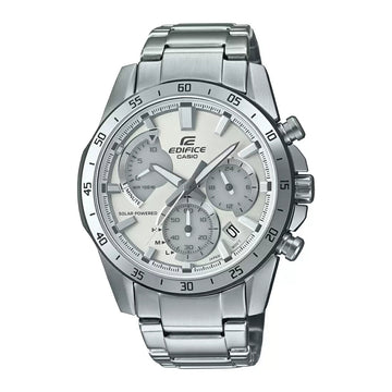 Casio Edifice Men Quartz Silver Dial Chronograph Stainless Steel Watch ED528
