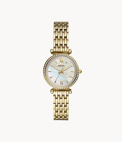 FOSSIL Carlie Mini Three-Hand Gold-Tone Stainless-Steel Watch ES4735 - Kamal Watch Company