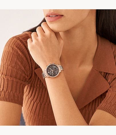 FOSSIL Neutra Chronograph Rose Gold-Tone Stainless Steel Watch ES5218I - Kamal Watch Company