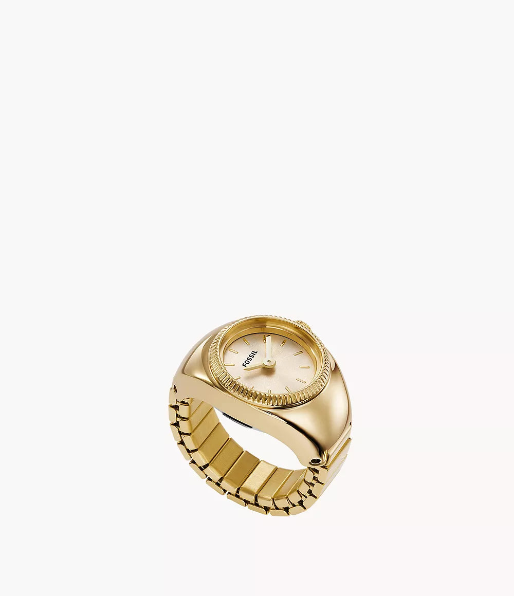 First Class Watch Ring Watch Ring Two-Hand Gold-Tone Stainless Steel