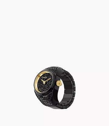 Fossil ES5449 Watch Ring Two-Hand Pavé Black Watch for Women