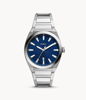 Fossil Everett Three-Hand Date Stainless Steel Watch - Kamal Watch Company