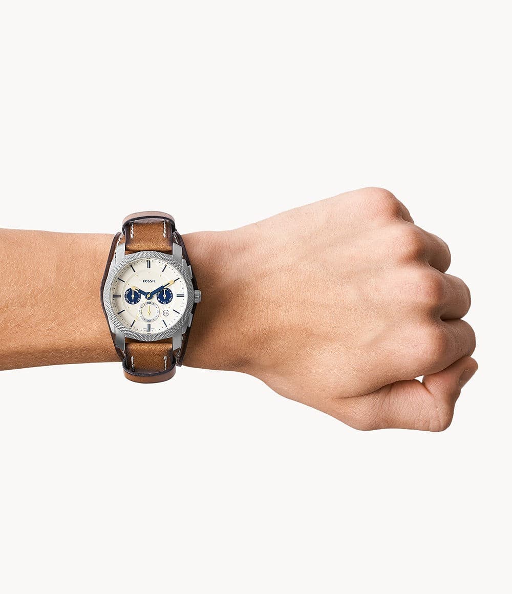 FOSSIL Machine Chronograph Tan Eco Leather Watch FS5922 - Kamal Watch Company