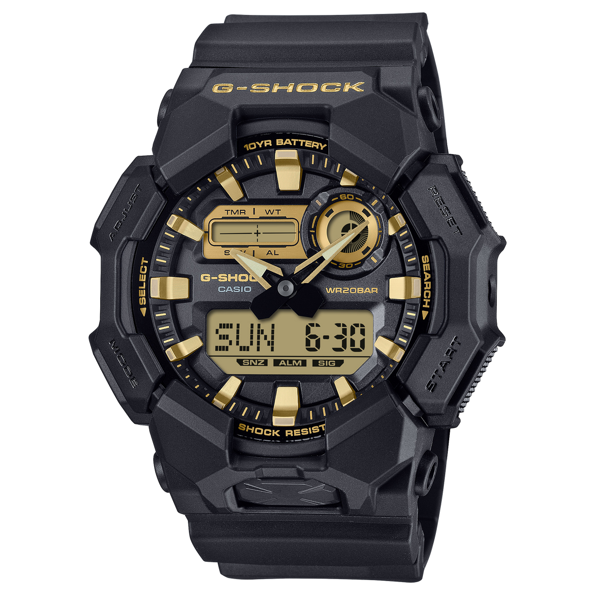 Casio G-Shock GA-010GB-1A9 – front three-quarter view