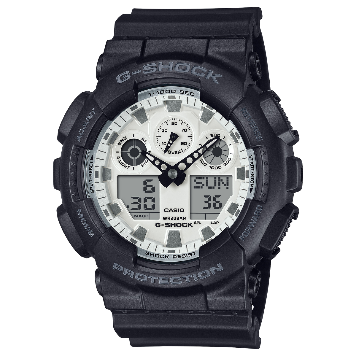 Casio G-Shock GA-100WD-1A – front three-quarter view