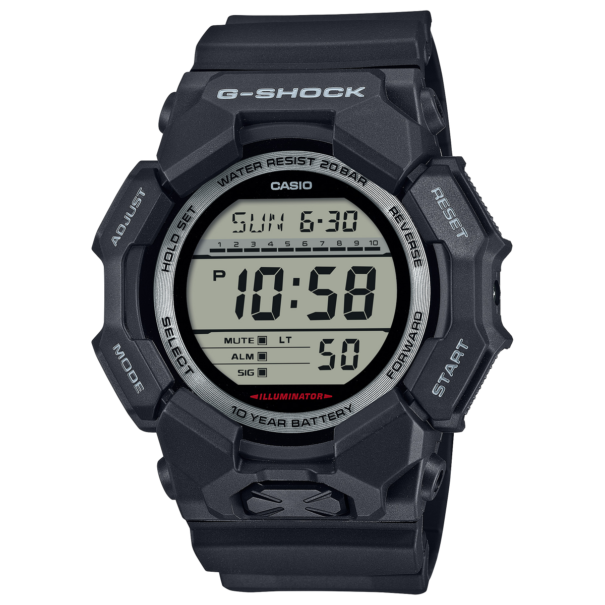 Casio G-Shock GD-010-1 – front three-quarter view