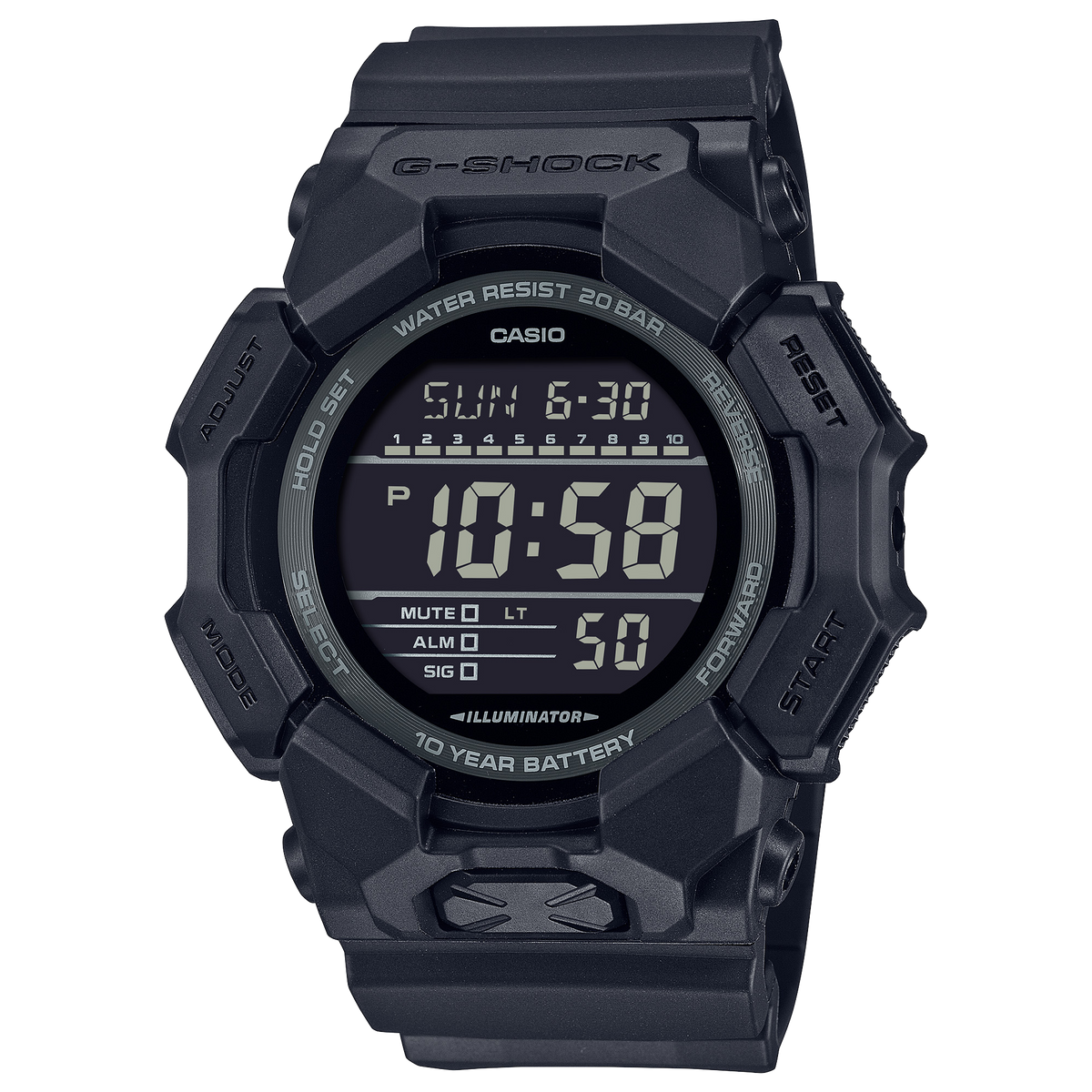 Casio G-Shock GD-010-1A1 – front three-quarter view