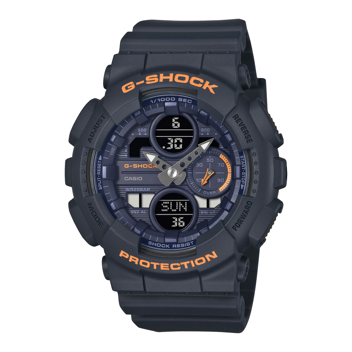 Casio G-Shock GMA-S140-2A2 – front three-quarter view