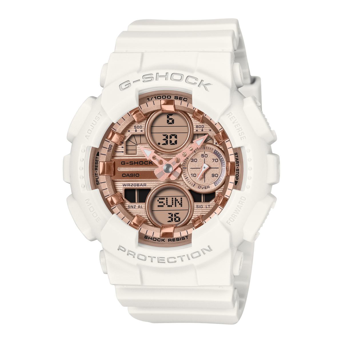 Casio G-Shock GMA-S140PG-7A – front three-quarter view