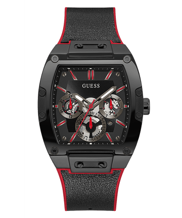 BLACK CASE 2-TONE GENUINE LEATHER/SILICONE WATCH - Kamal Watch Company