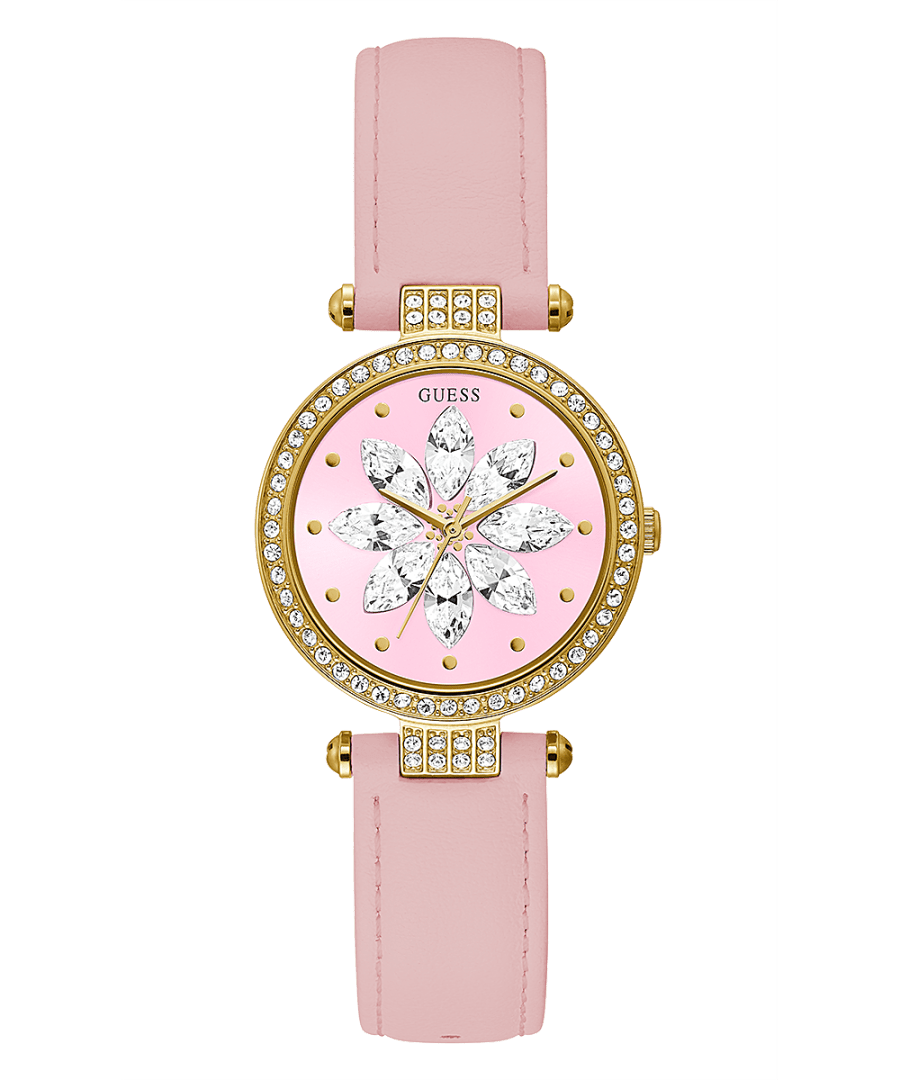 Pink Gold Watch GOLD TONE CASE PINK GENUINE LEATHER WATCH