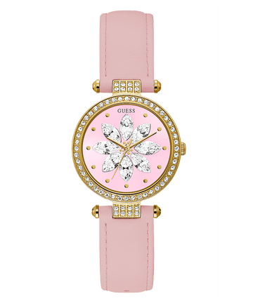 GOLD TONE CASE PINK GENUINE LEATHER WATCH - Kamal Watch Company