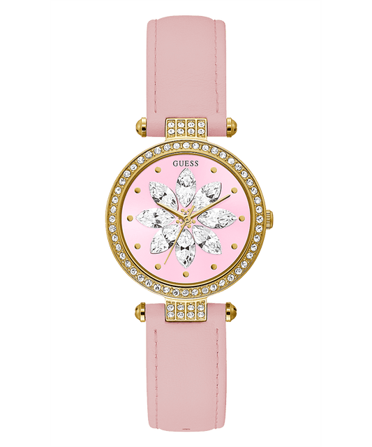GOLD TONE CASE PINK GENUINE LEATHER WATCH - Kamal Watch Company
