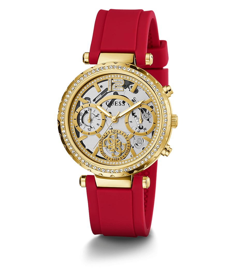 GOLD TONE CASE RED SILICONE WATCH - Kamal Watch Company