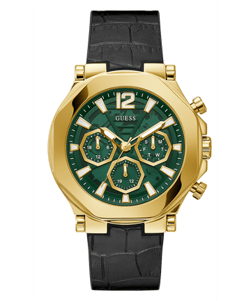 GOLD TONE CASE BLACK GENUINE LEATHER/SILICONE WATCH - Kamal Watch Company