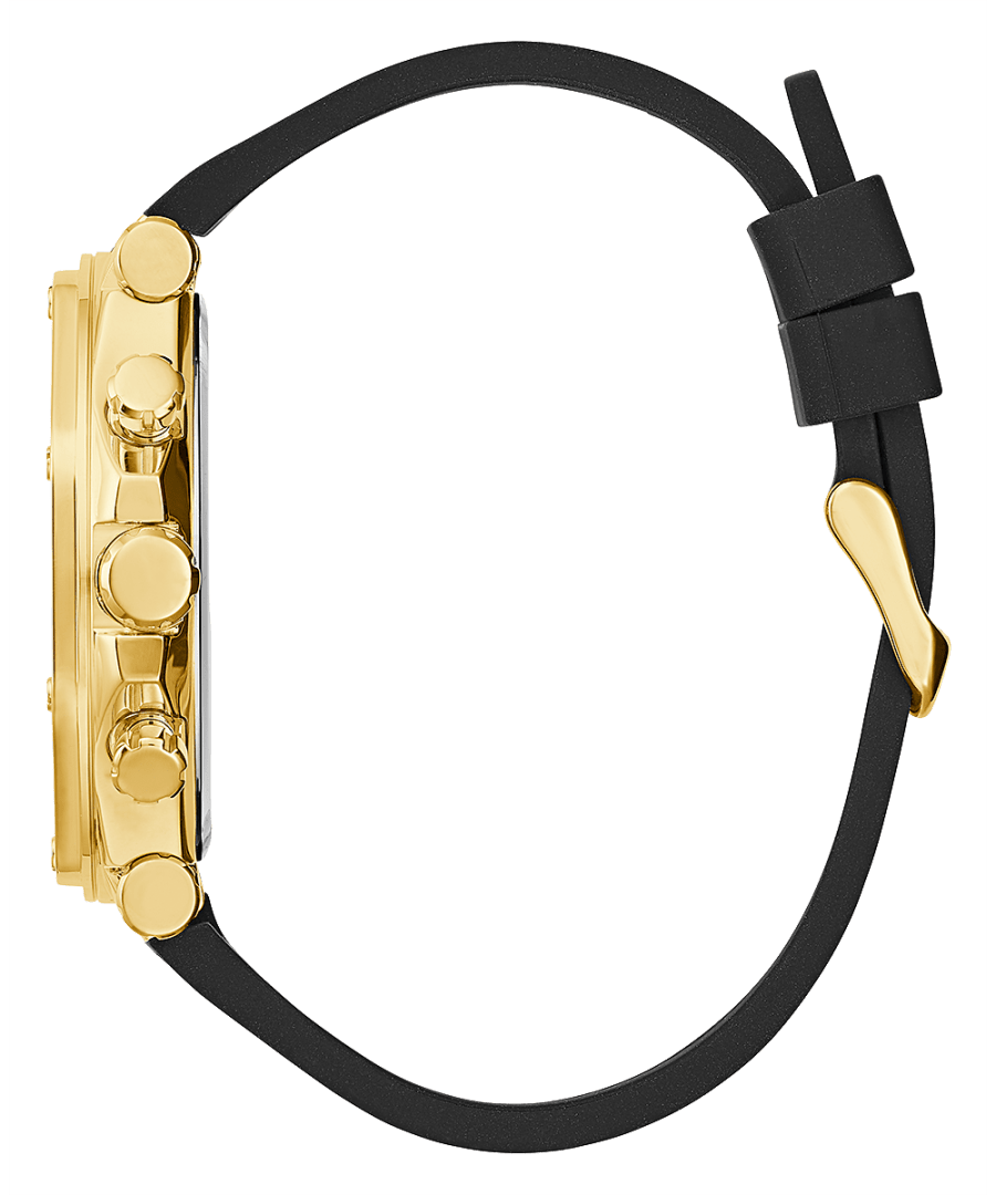 GOLD TONE CASE BLACK GENUINE LEATHER/SILICONE WATCH - Kamal Watch Company