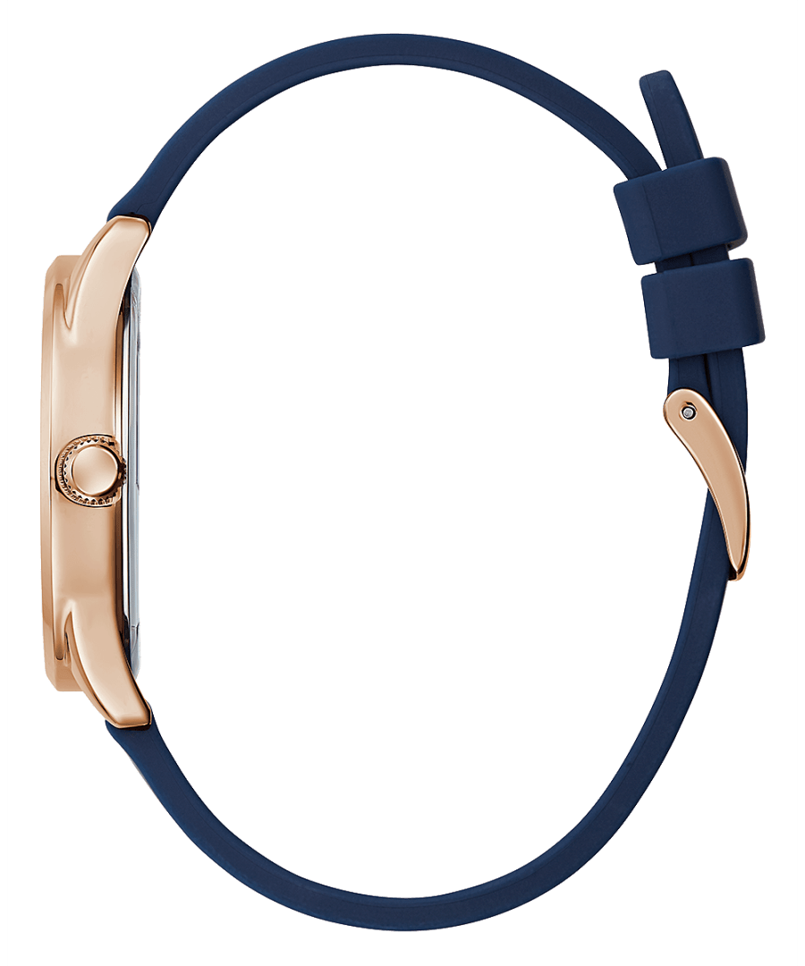 ROSE GOLD TONE CASE BLUE SILICONE WATCH - Kamal Watch Company