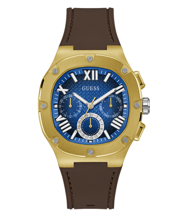 GUESS Mens Brown Gold Tone Multi-function Watch-GW0571G5