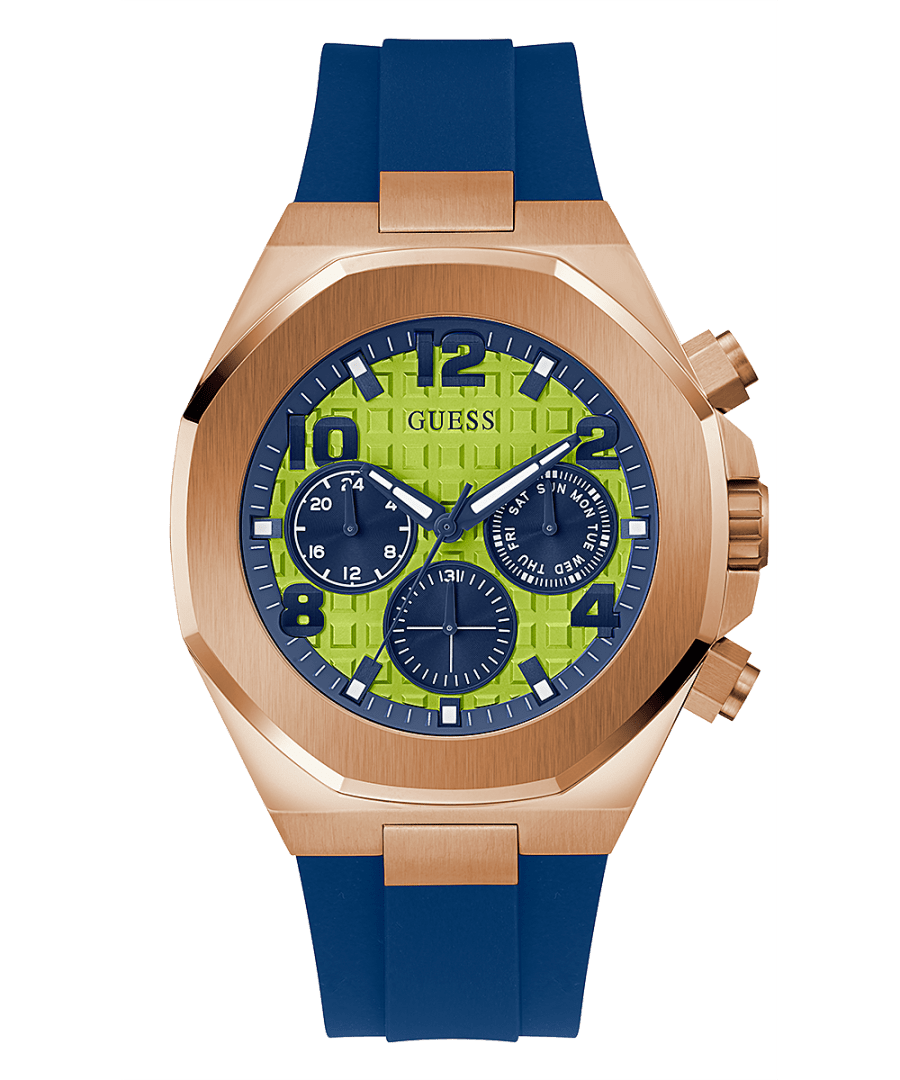 ROSE GOLD TONE CASE BLUE SILICONE WATCH - Kamal Watch Company