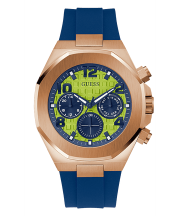 ROSE GOLD TONE CASE BLUE SILICONE WATCH - Kamal Watch Company