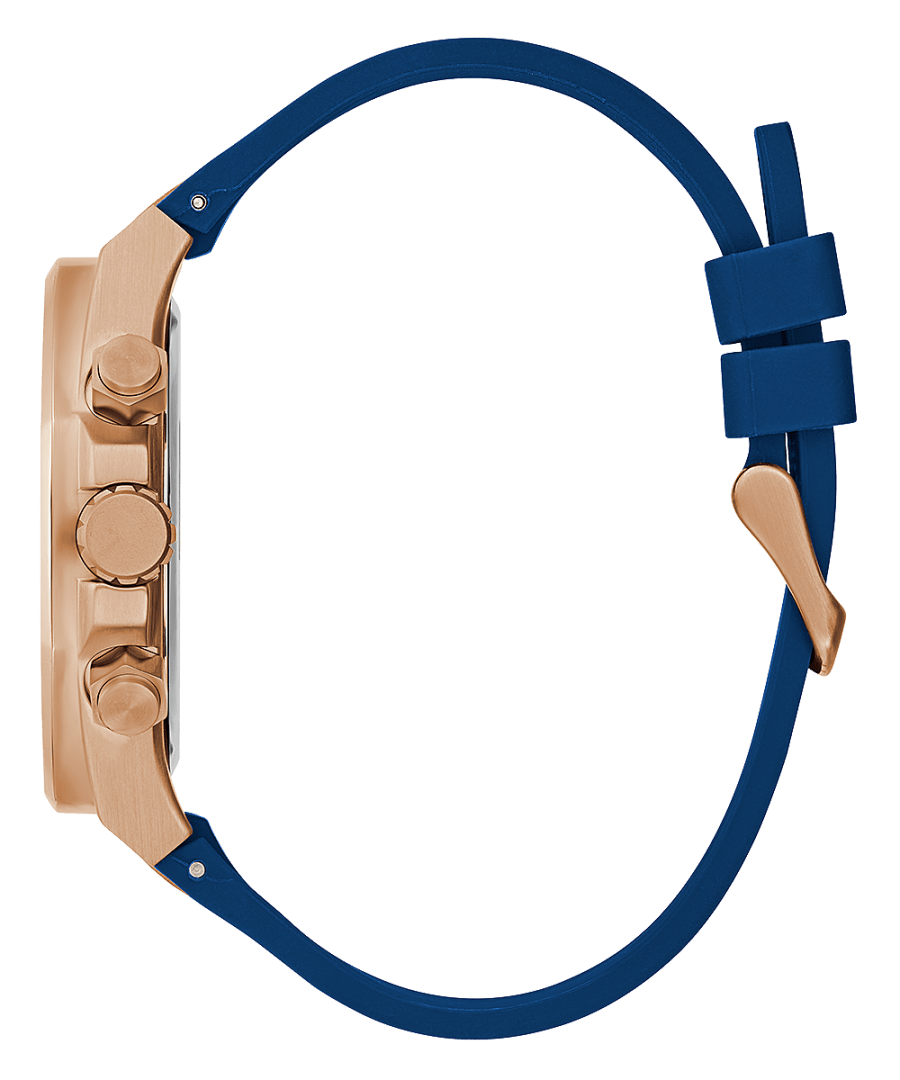 ROSE GOLD TONE CASE BLUE SILICONE WATCH - Kamal Watch Company