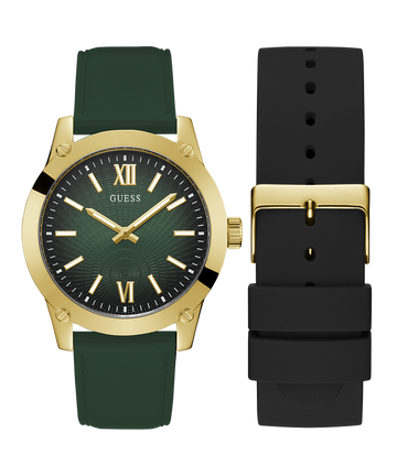 GUESS Mens Gold Tone Analog Watch Box Set
