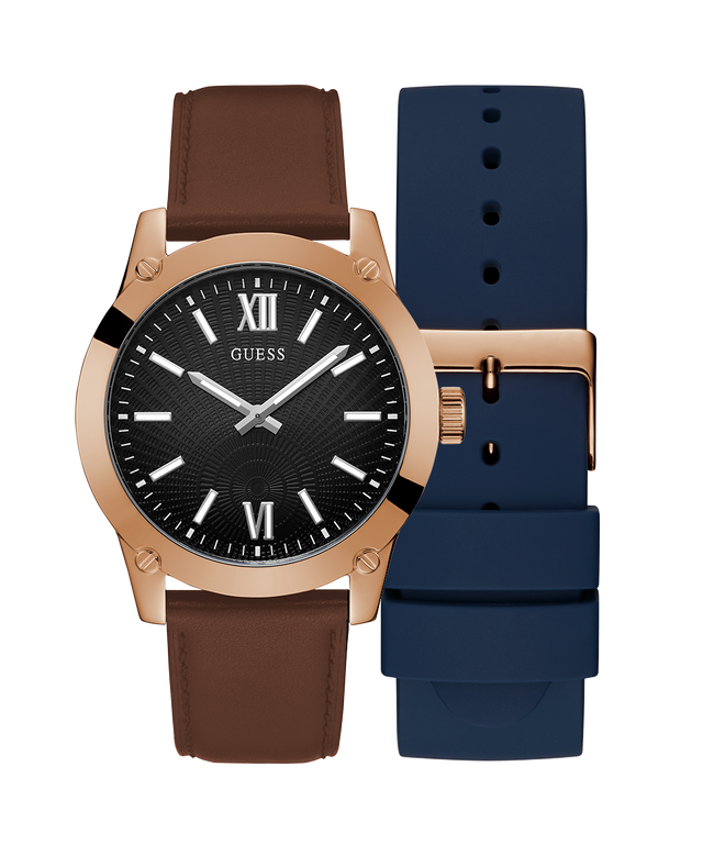 GUESS Mens Rose Gold Tone Analog Watch Box Set