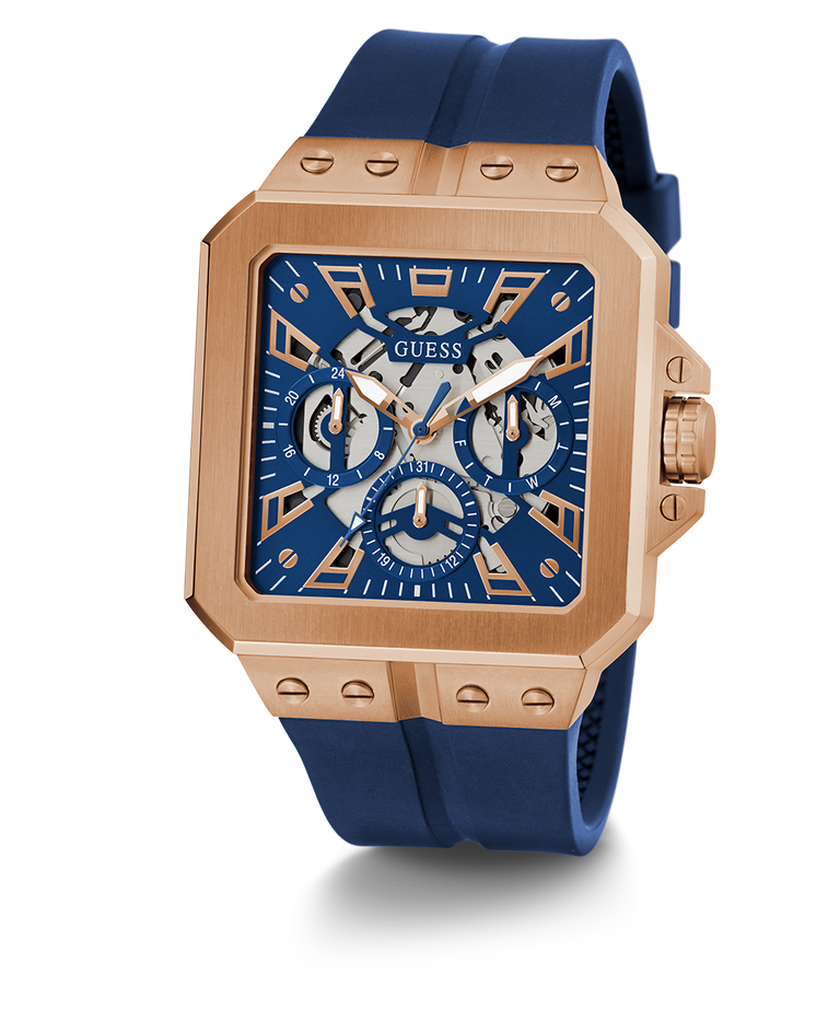 Guess blue and deals rose gold watch