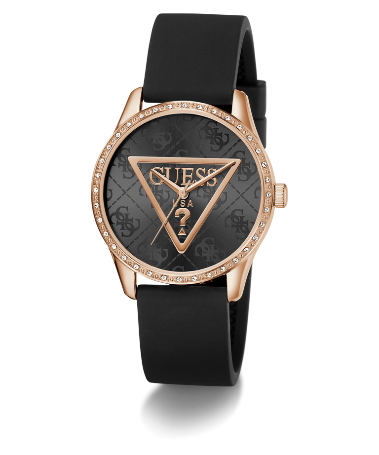 GUESS GW0942L3 Ladies Black Rose Gold Tone Analog Watch