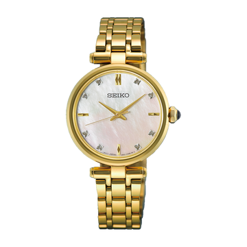 Seiko Ladies Gold-tone Watch with Mother of Pearl Dial and Diamonds - HGH008P1